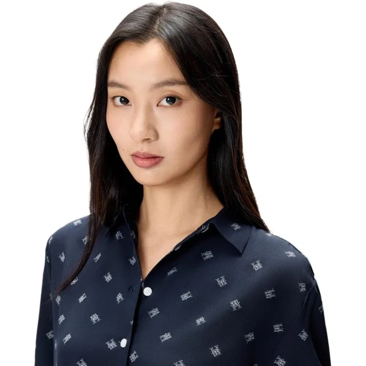Рубашка женская Navy Blue Print 0G2 с отложным воротником Tommy Hilfiger — фото 3