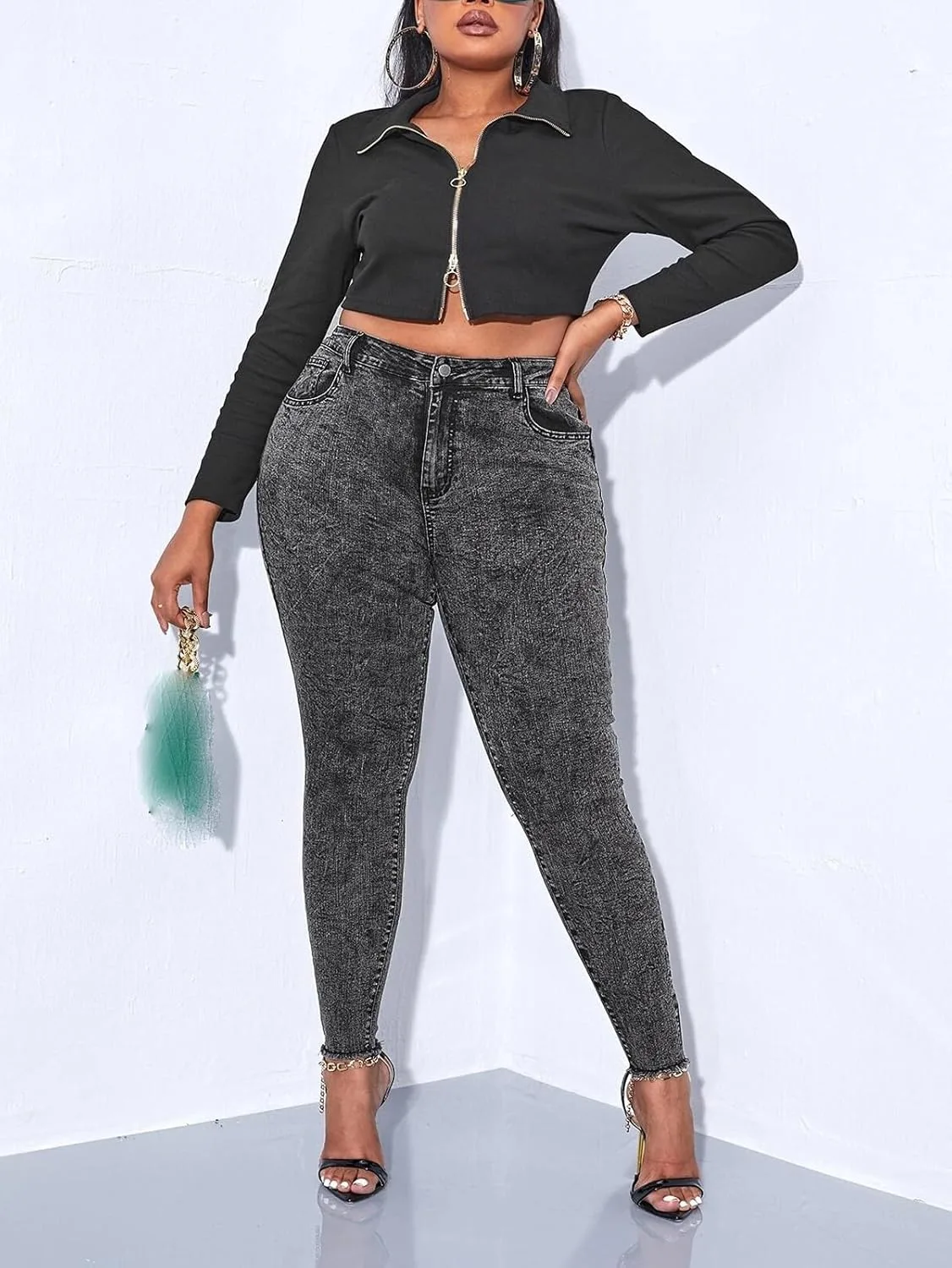 Женские джинсы Plus Size Curvy Skinny – Slim Fit, Stretch Denim — фото 4
