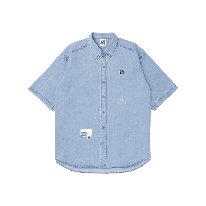 

Рубашка A Bathing APE с аппликацией логотипа из шамбре Aape, синий