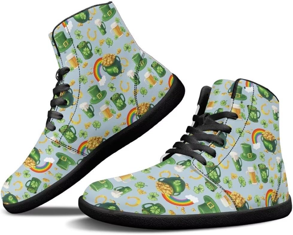 

Мужские кроссовки St. Patrick's Day с босоножками, легкие, с широкой носковой частью, противоскользящие, высокие, с подошвой Zero Drop Getelinseng, зеленый