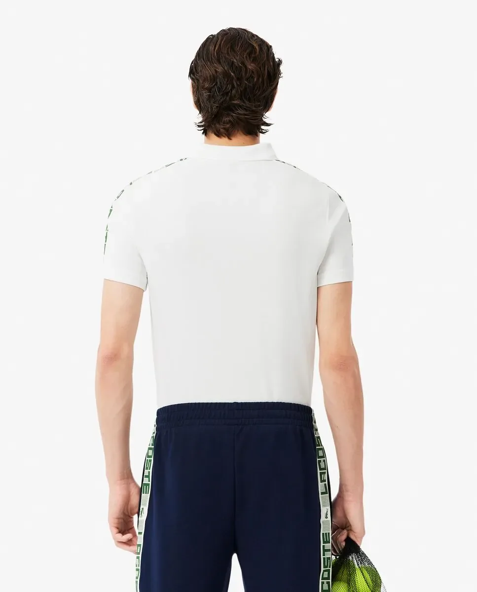 Мужская теннисная футболка поло с полоской от бренда Ultra-Dry с коротким рукавом Lacoste, белый — фото 2