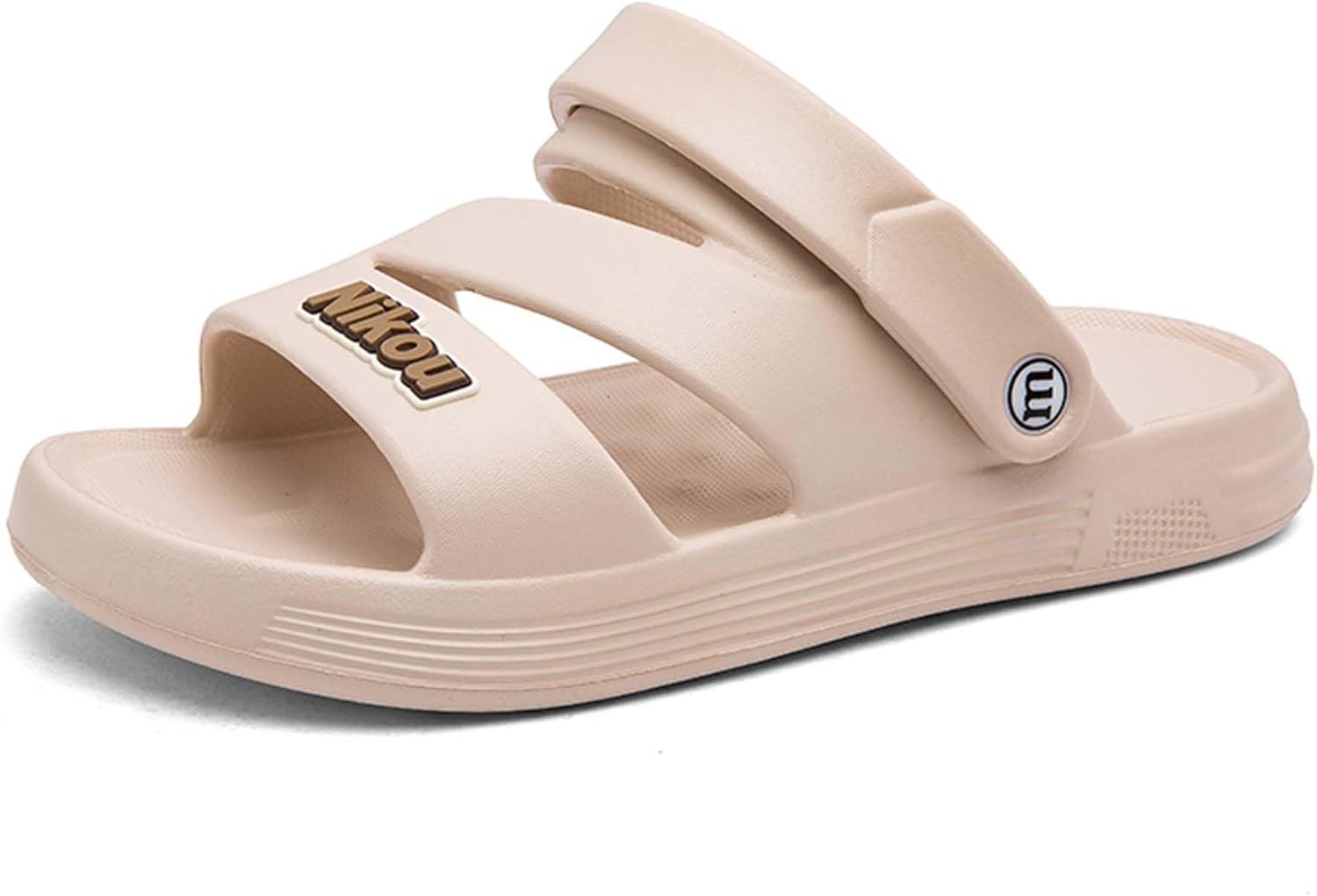 

Летние мужские шлепанцы с противоскользящей подошвой для уличного комфорта, однотонные повседневные ленивые сандалии Generic, бежевый