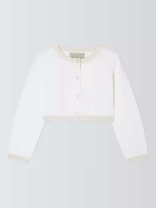 Детский кардиган подружки невесты с текстурной отделкой, белый John Lewis Heirloom Collection — фото 3