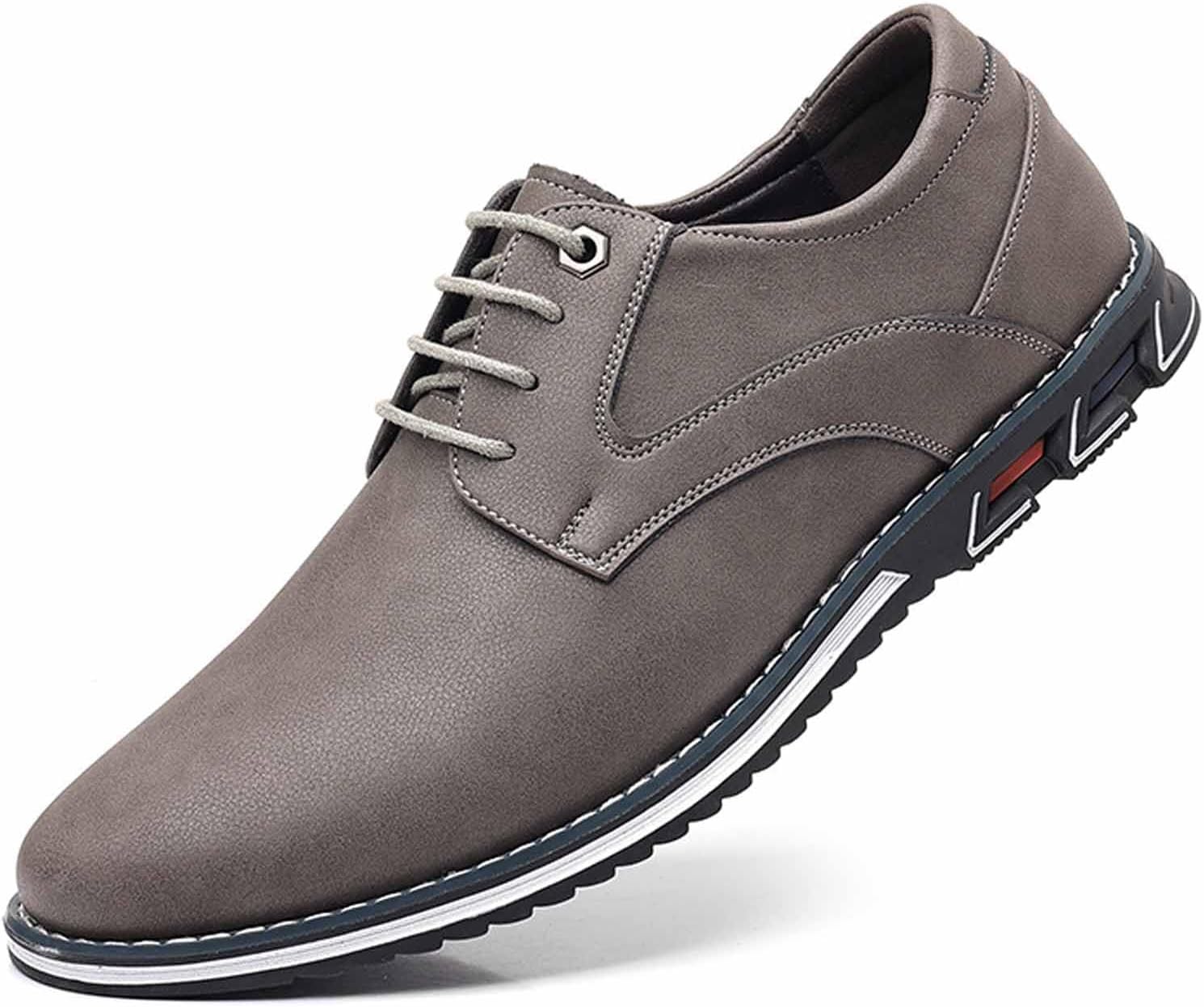 

Мужские кожаные слипоны на плоской подошве ортопедические оксфорды, модные, дышащие, с закругленным носком, шнуровкой, противоскользящие, повседневные оксфорды, кроссовки для вождения, офисные, деловые, дерби Hdfdb, серый