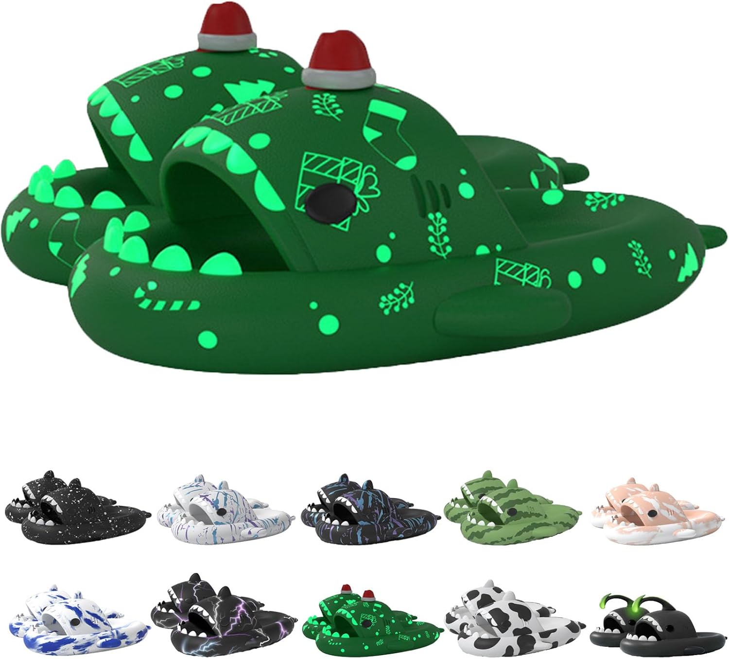 

Оригинальные шлепанцы Sharklas Polares, оригинальные Sharklas, шлепанцы Sharky, шлепанцы с изображением акулы, сандалии Shark Slides для женщин и мужчин Jfxgjuv, зеленый