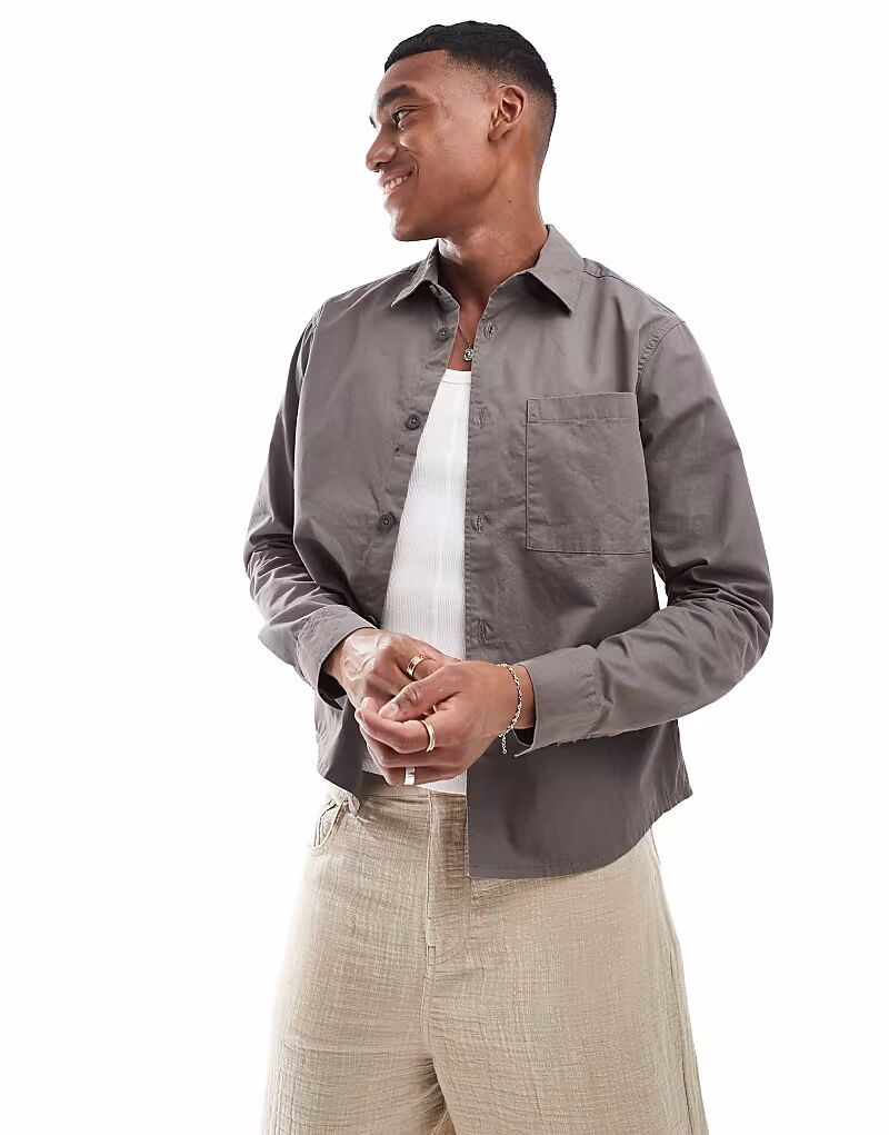 

Рубашка & SONS с длинными рукавами и потертостями Only & Sons, темно-серая чайка