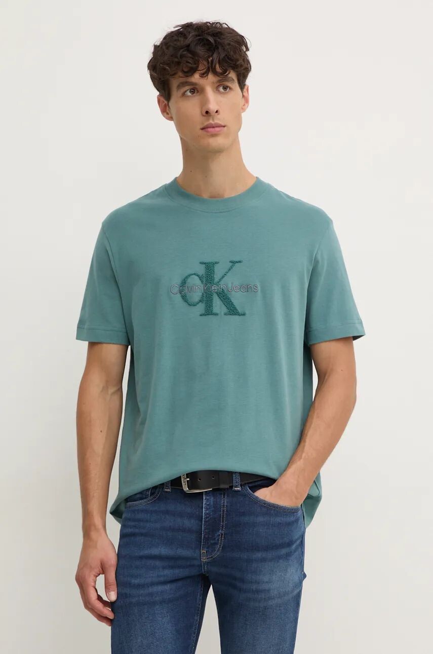 

Хлопковая футболка Calvin Klein Jeans, бирюзовый