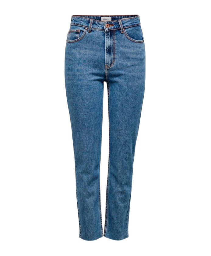 

Джинсы прямого кроя с высокой талией и застежкой на пуговицах. Only, синий