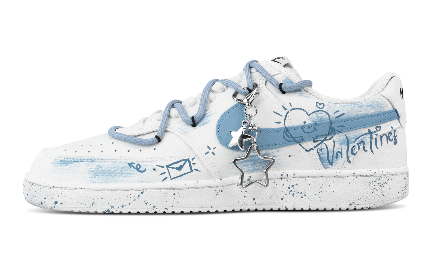 

Nike Кроссовки Court Vision 1 Love Letter, износостойкие, низкие, для скейтбординга, мужские, белые, синие