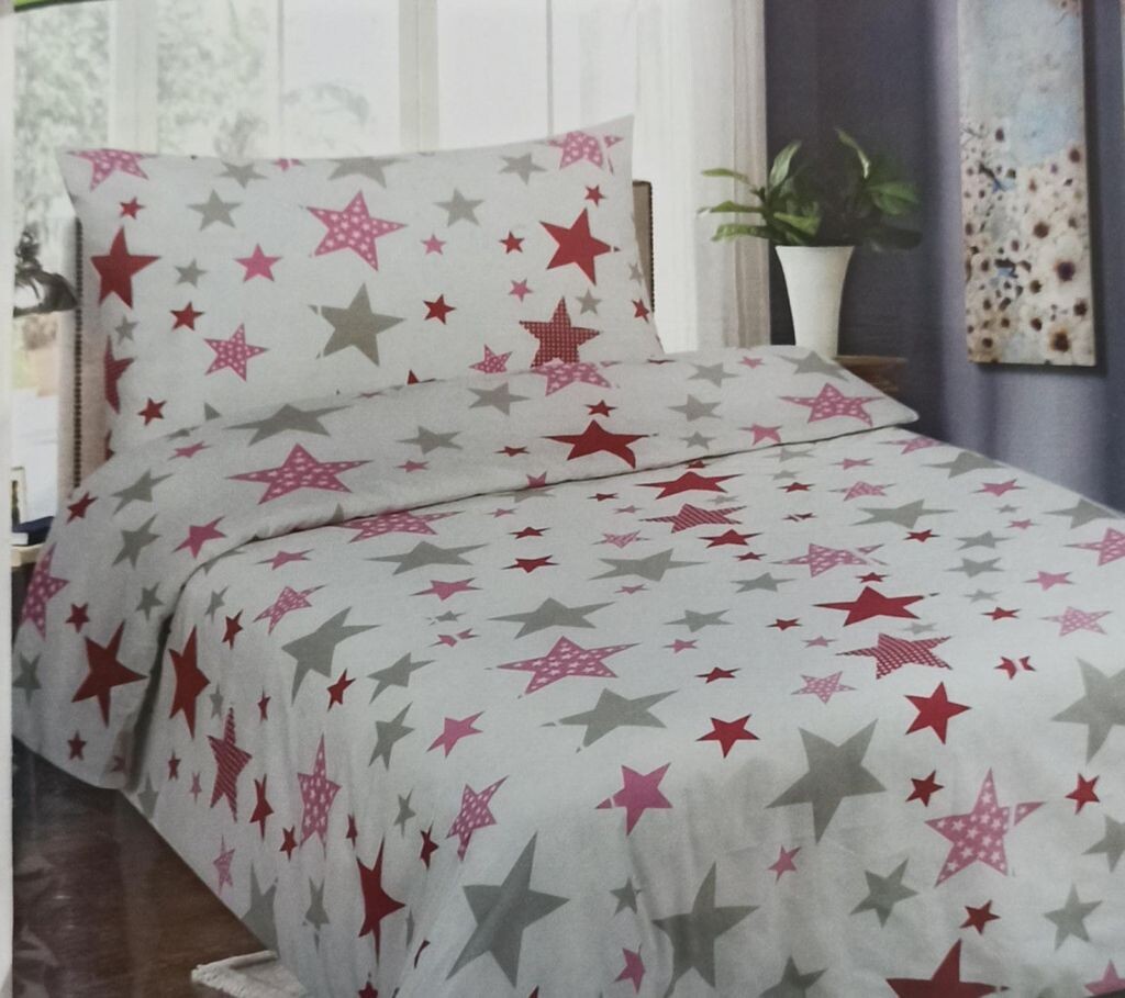 

Верхняя текстильная простыня из хлопка розовые звезды Top textil