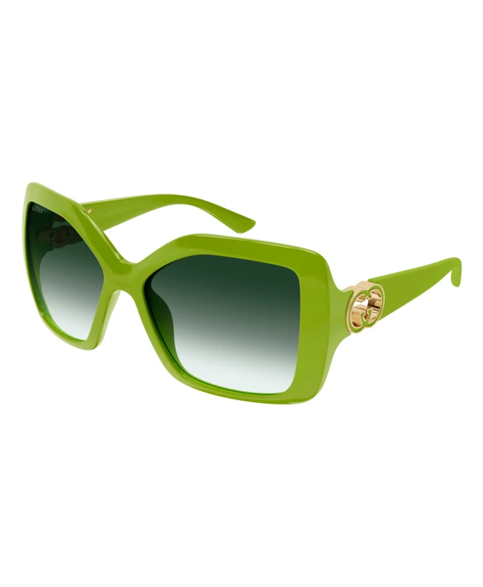 

Стильные солнцезащитные очки с подушечкой verde lucido Gucci, зеленый