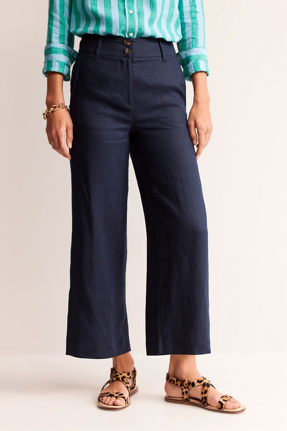 

Укороченные льняные брюки Westbourne Boden, синий