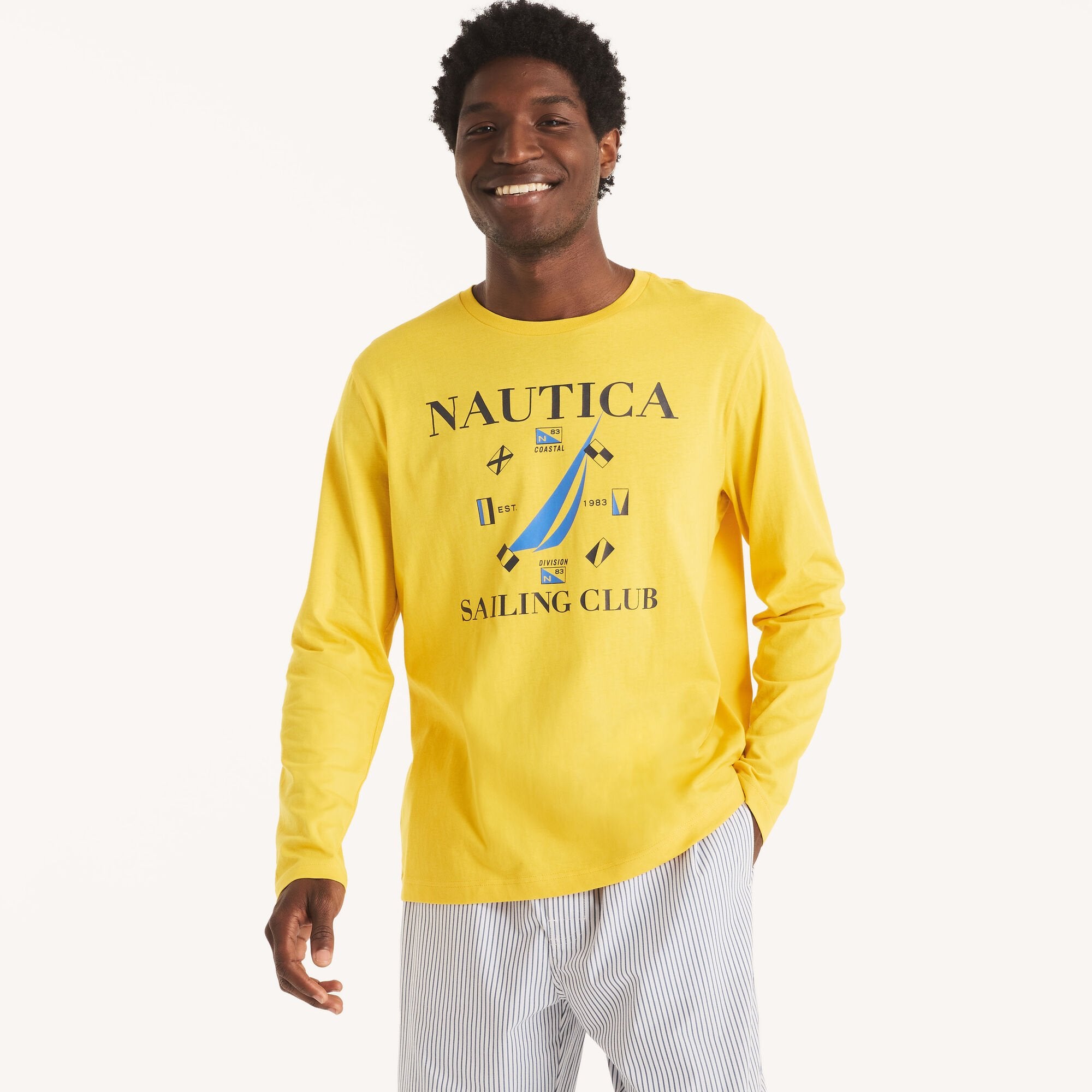 

Футболка для сна с длинными рукавами от Nautica Mens Sailing Club, цвет gold flag 14-0852 tcx
