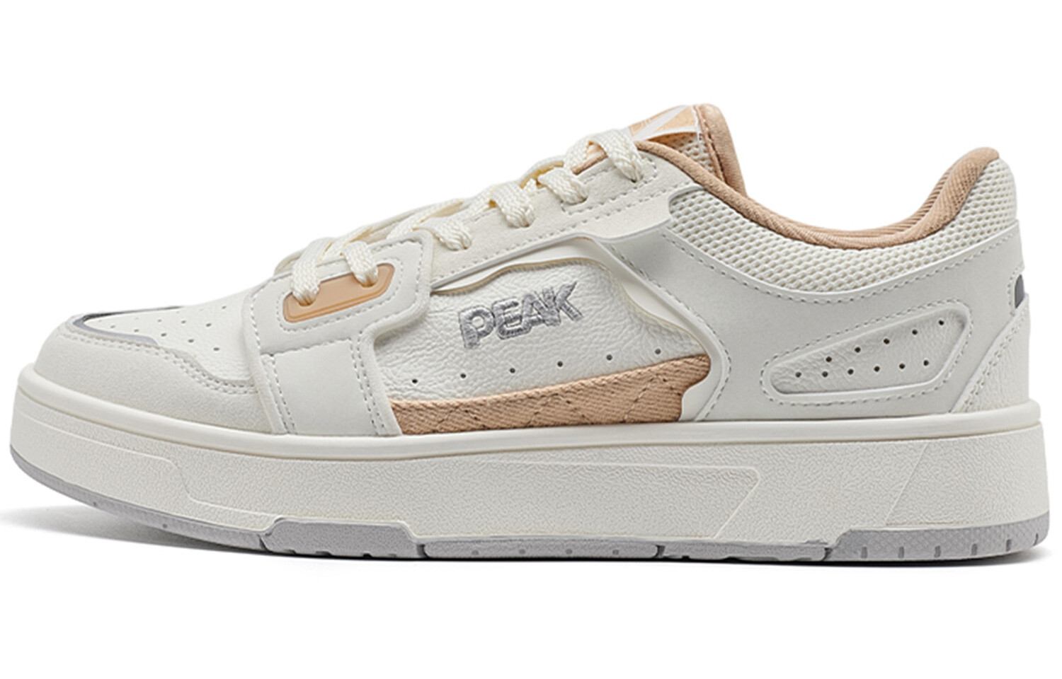 

Кроссовки PEAK Skateboarding Shoes Women's Low-top Off White/Khaki, белый/хаки