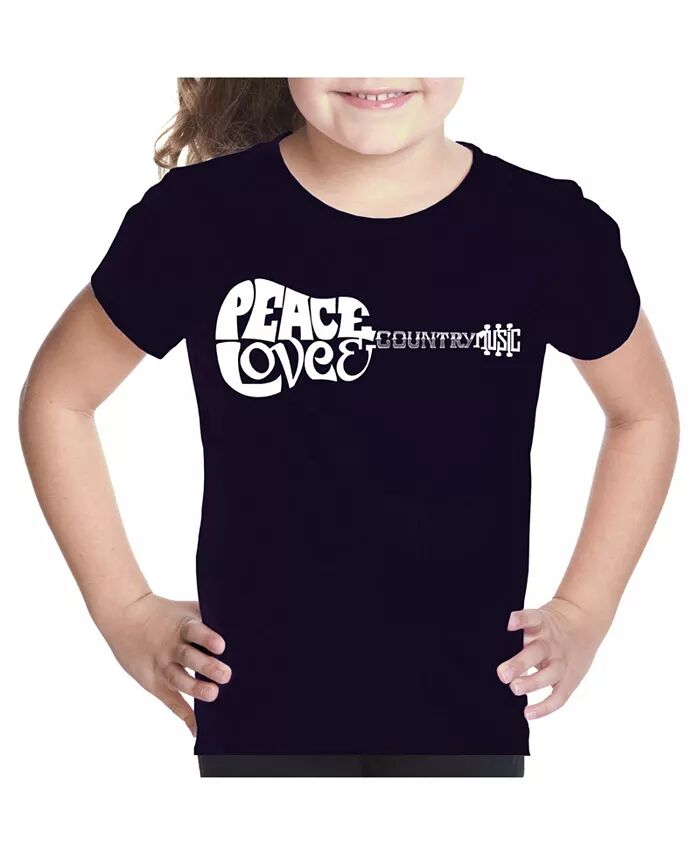

Футболка Big Girl Word Art - Peace Love Country LA Pop Art, черный