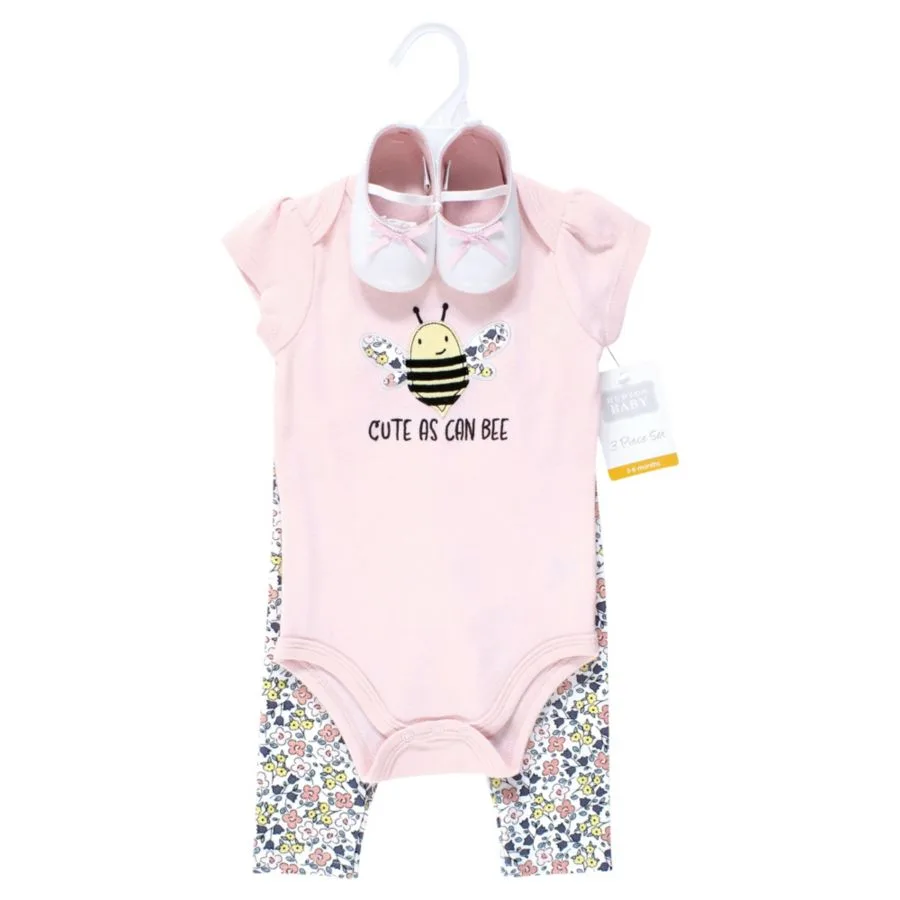 Хлопковый боди, брюки и комплект обуви Hudson Baby, Cute Bee — фото 2