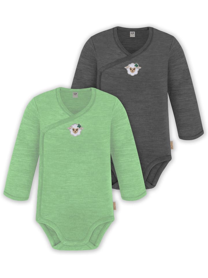 

Normani Outdoor Sports Комплект из 2 боди-слингов унисекс для младенцев, комбинезонов с длинными рукавами, зеленого/антрацитового цвета