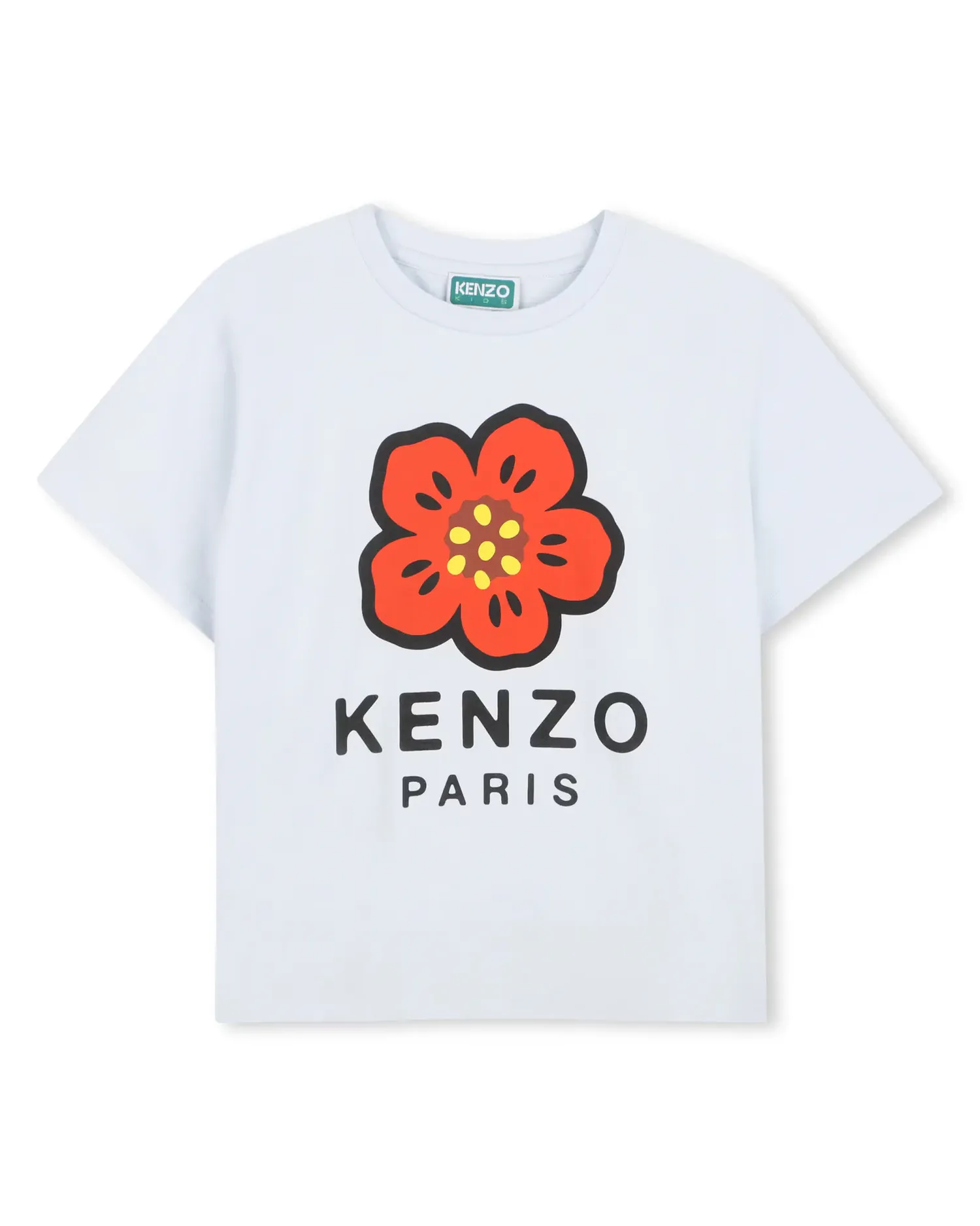Унисекс хлопковая футболка с рисунком на передней части Kenzo Kids, светло-голубой