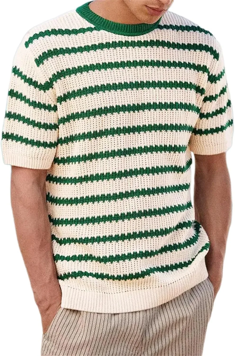 

Мужская летняя кофта с коротким рукавом и круглым вырезом