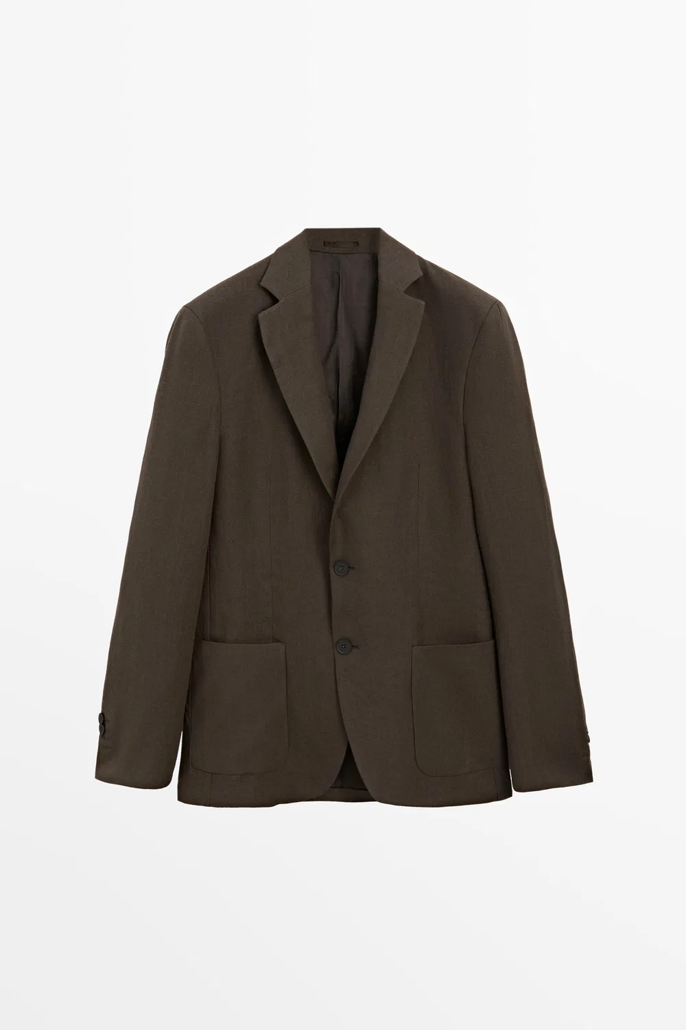 Блейзер из льна Massimo Dutti, коричневый — фото 2