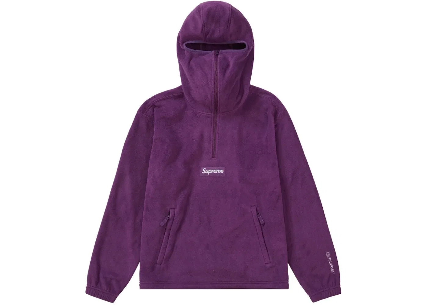 Мужской свитшот с капюшоном и принтом Supreme Polartec Facemask Half Zip Hooded Sweatshirt, Dark Purple