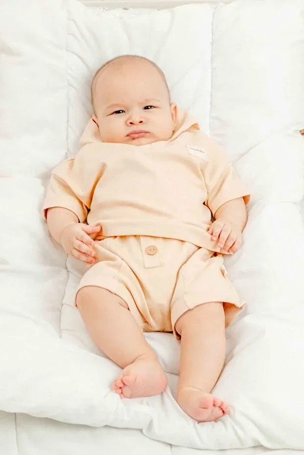 Детский комплект из футера с капюшоном Minimus, Beige