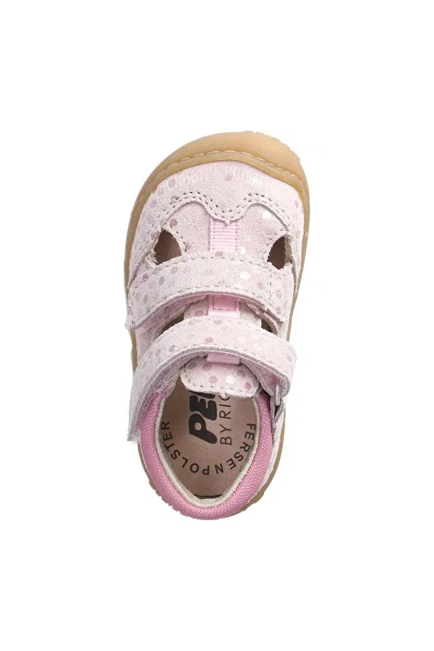 Детские туфли для девочек с перфорацией Pepino ebi medium width girls' perforated velcro shoes 1201102 Ricosta, Pink Leather — фото 4