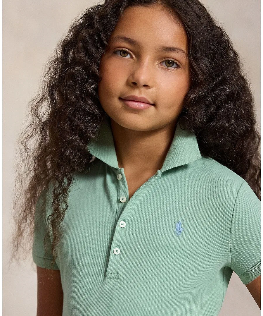 Платье-поло с коротким рукавом из хлопкового трикотажа Polo Ralph Lauren, Faded Mint — фото 3