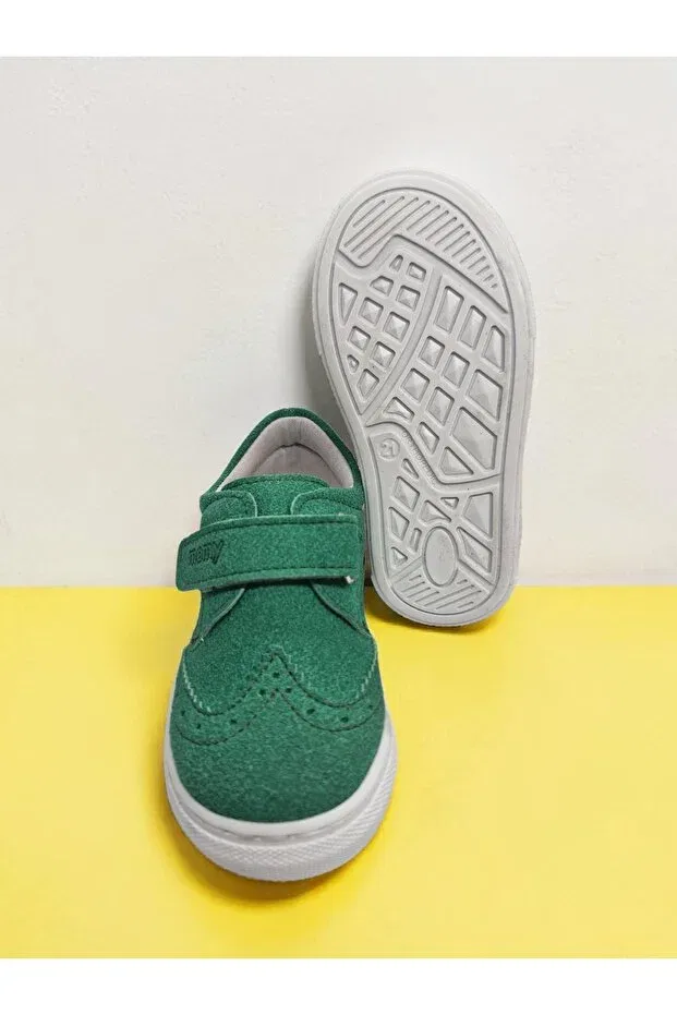 Детские кроссовки для девочек из замши на липучке Basics Momykids, Green — фото 4