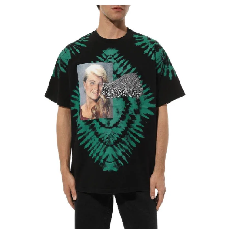 Футболка с принтом Tie-Dye Pattern Burberry, Black/Green — фото 3