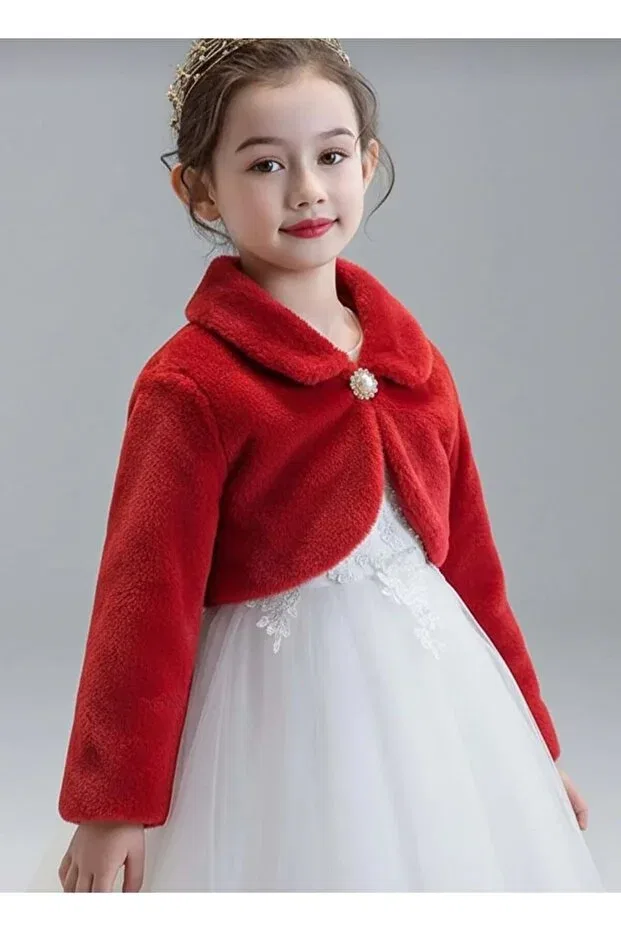 Детская куртка для девочек из плюша E.T.Ç baby girl plush fur bolero Etç Baby, Red