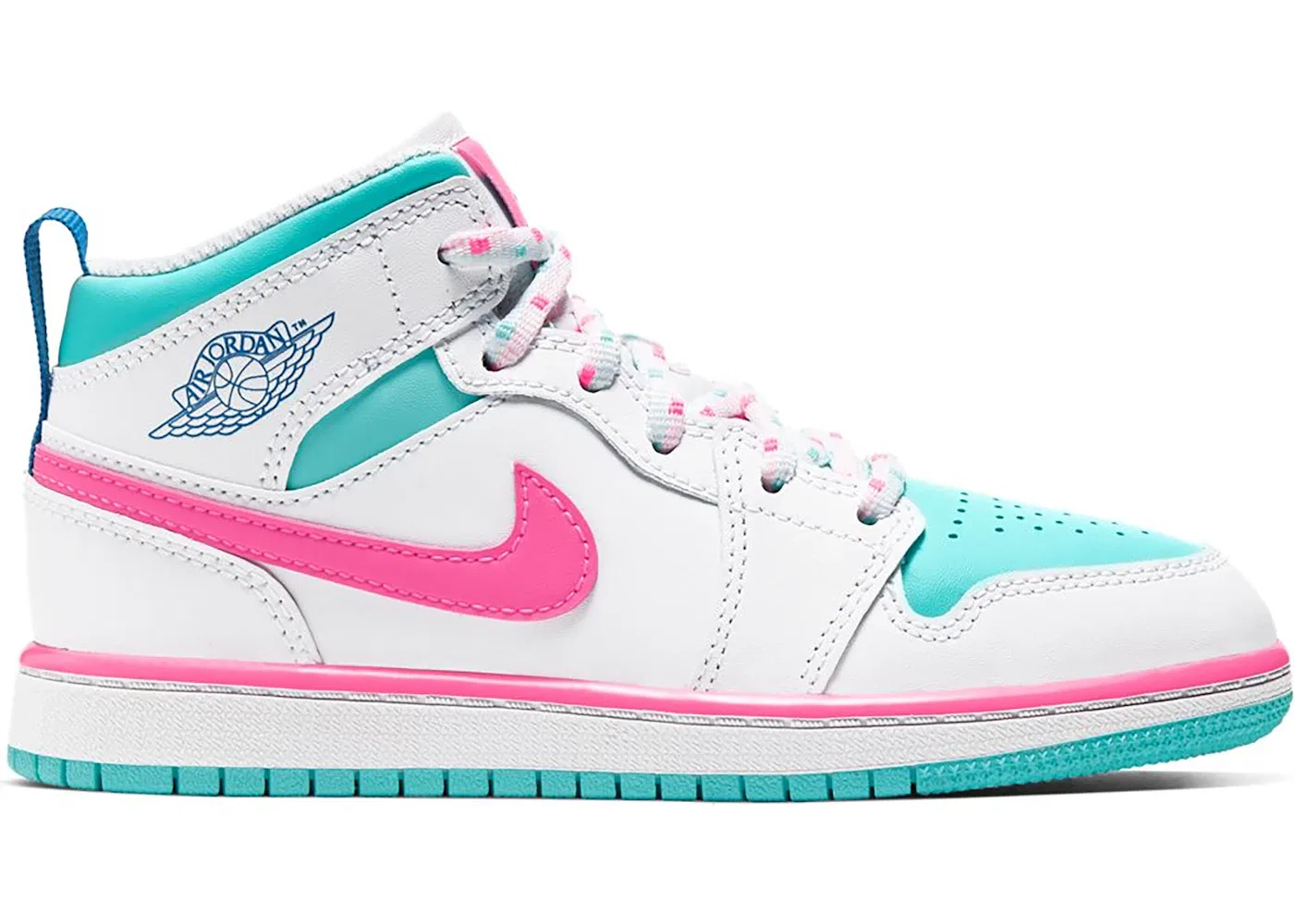 Детские кроссовки Lifestyle Jordan 1 Mid Jordan, White/Digital Pink-Aurora Green-Soar