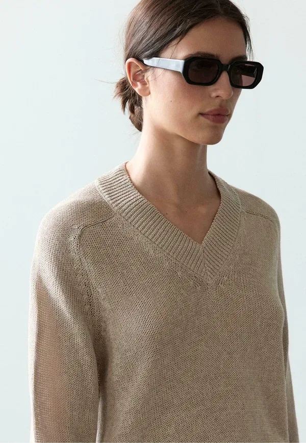 Джемпер трикотажный Jumper Massimo Dutti, sand, песочный — фото 2