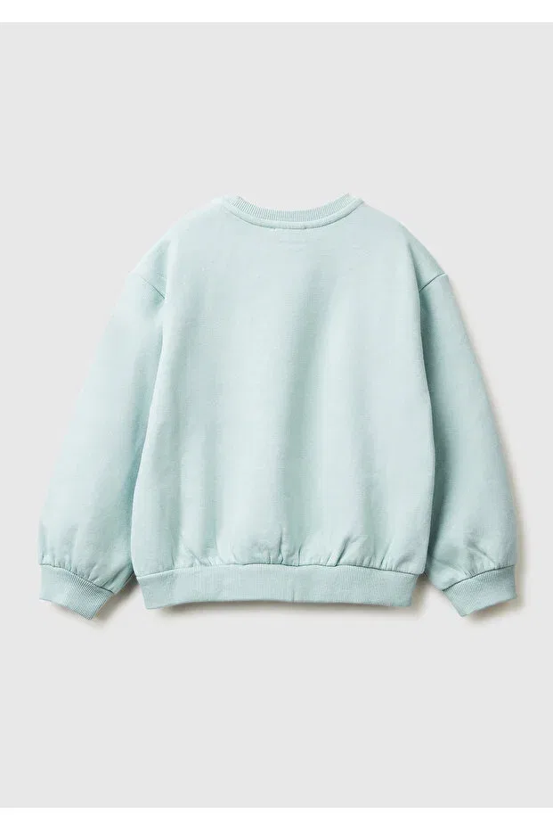 Детские свитшот для девочек с принтом United Colors Of Benetton, Water Green — фото 2