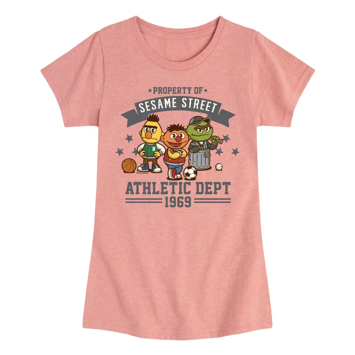 Детская футболка для девочек с принтом Prop Of Athletic Department Sesame Street, Desert Pink