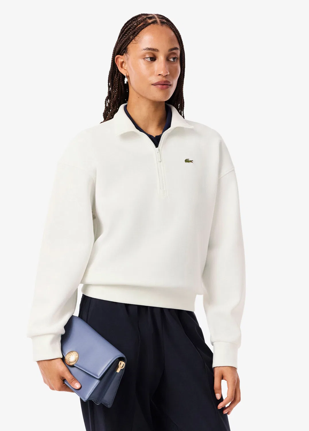 Свитшот Lacoste Relaxed Fit, свободный крой, белый