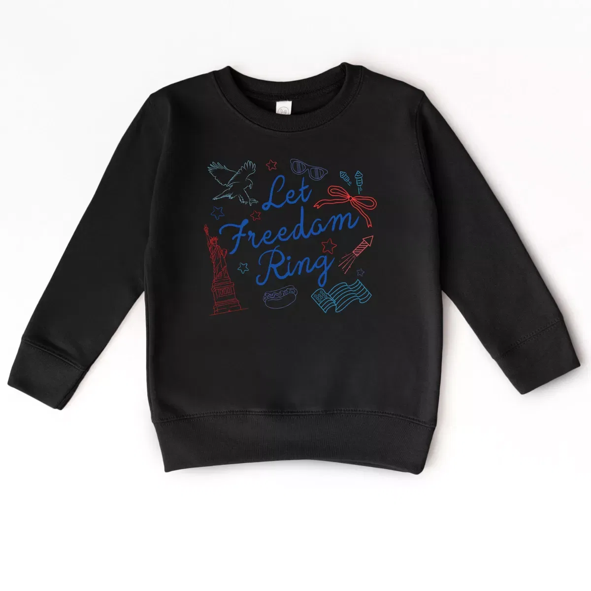 Детский свитшот для девочек с принтом Let Freedom Ring Icons The Juniper Shop, Black