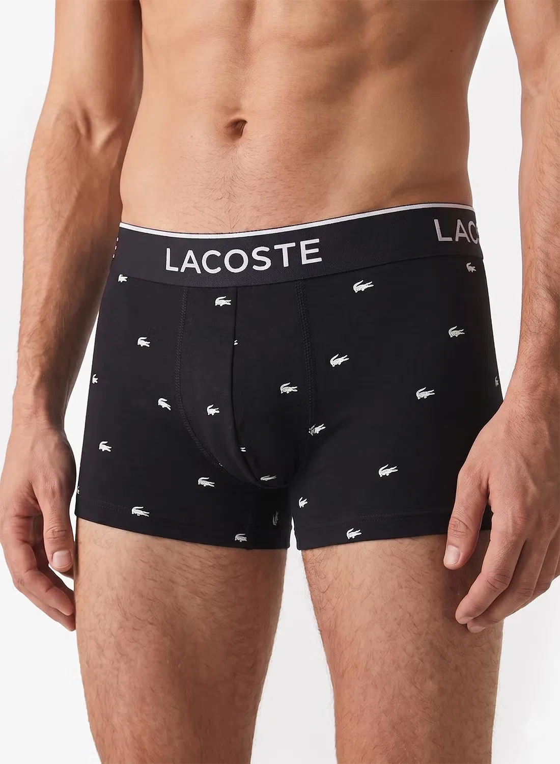 Трусы-боксеры с принтом крокодилов, комплект из 3 штук, Lacoste, черный — фото 4