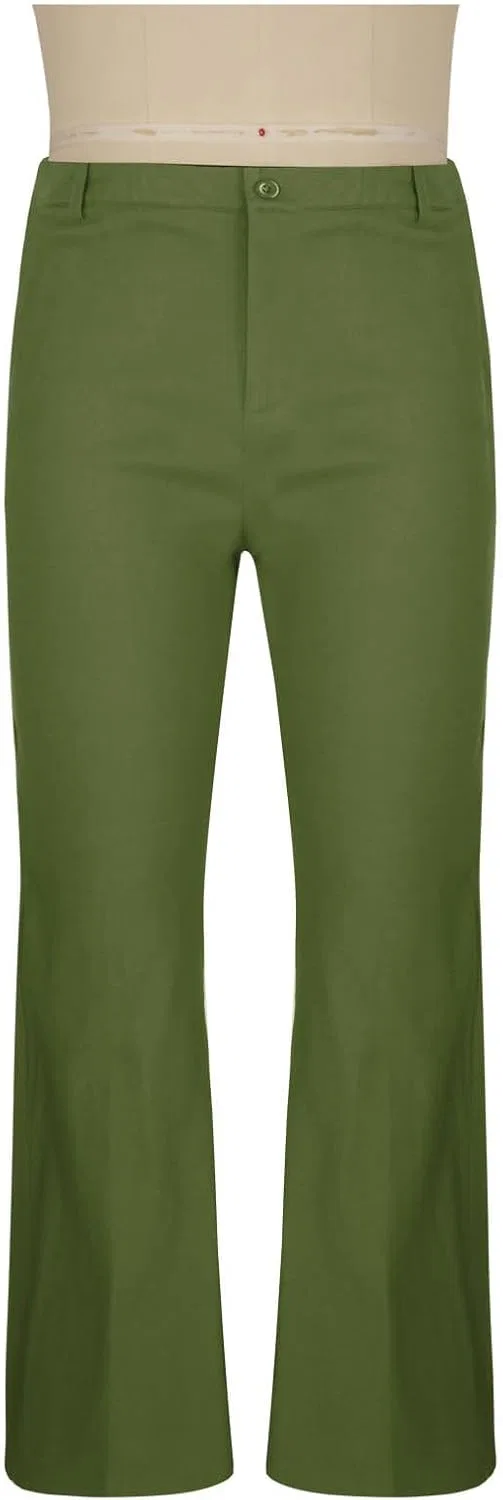 Мужские брюки-клеш с принтом 70s Disco Pants, армейский зелёный — фото 4