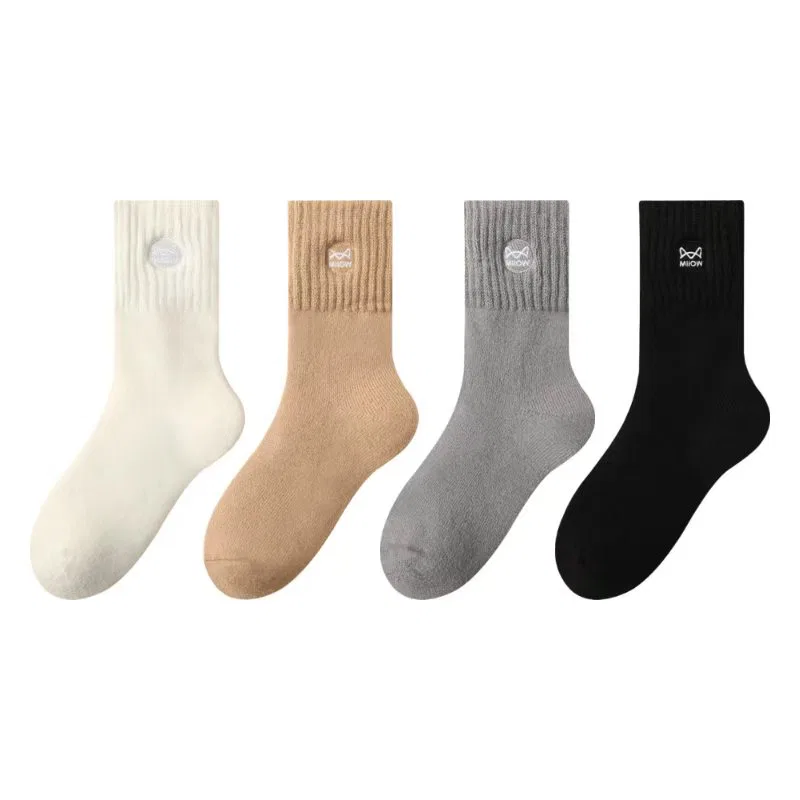 Детские носки с длинным голенищем, комплект из 4 пар, Khaki, Light Gray, Black, Ecru, MIIOW
