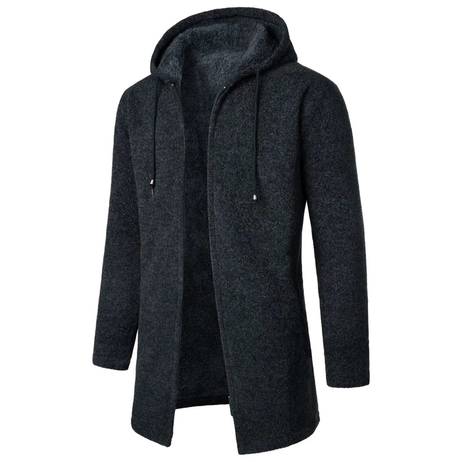 Мужское пальто с капюшоном Di Lana Trendy Hooded Cardigan, Dark Grey-H