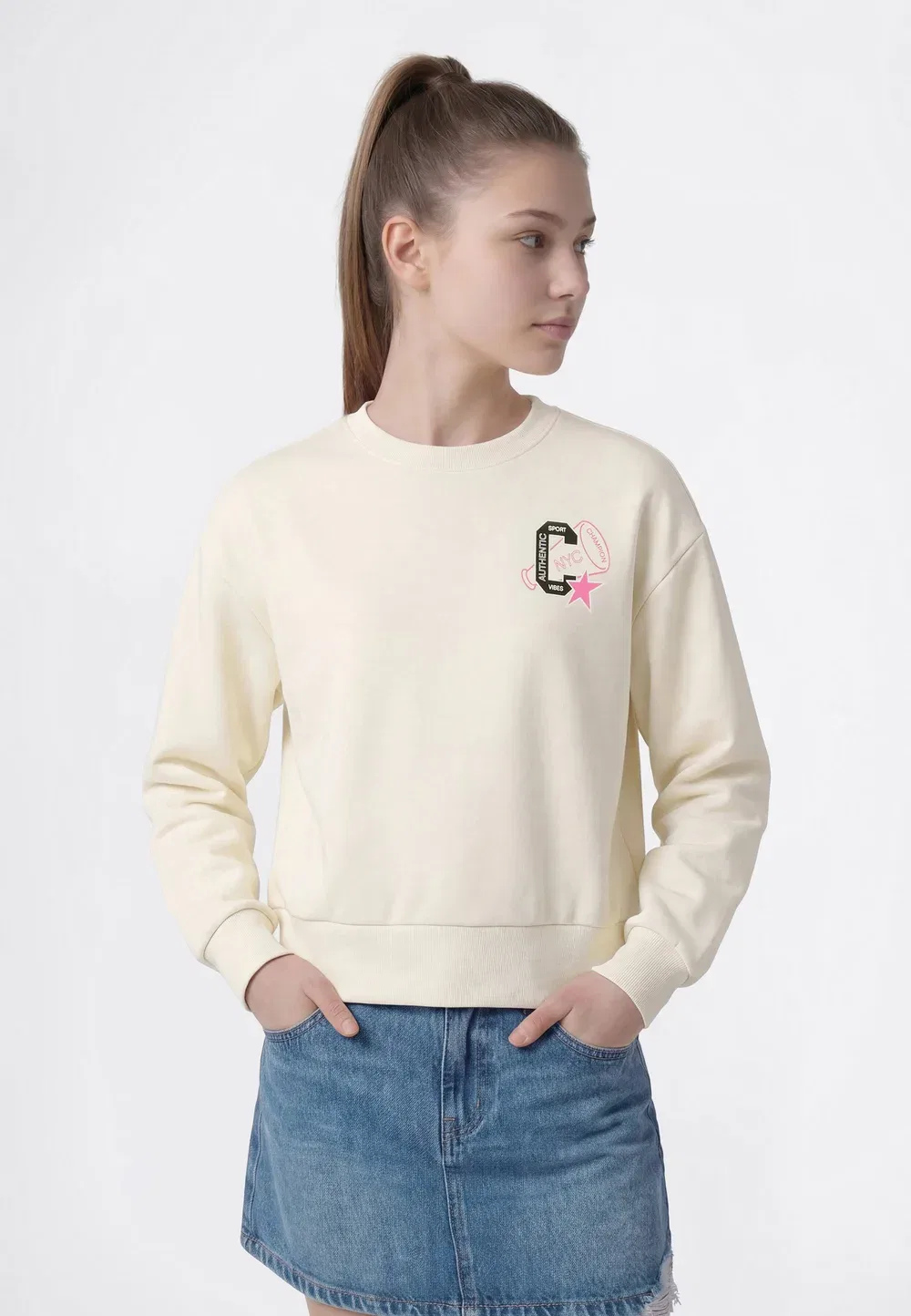 Стандартный крой - толстовка Champion, Off-White