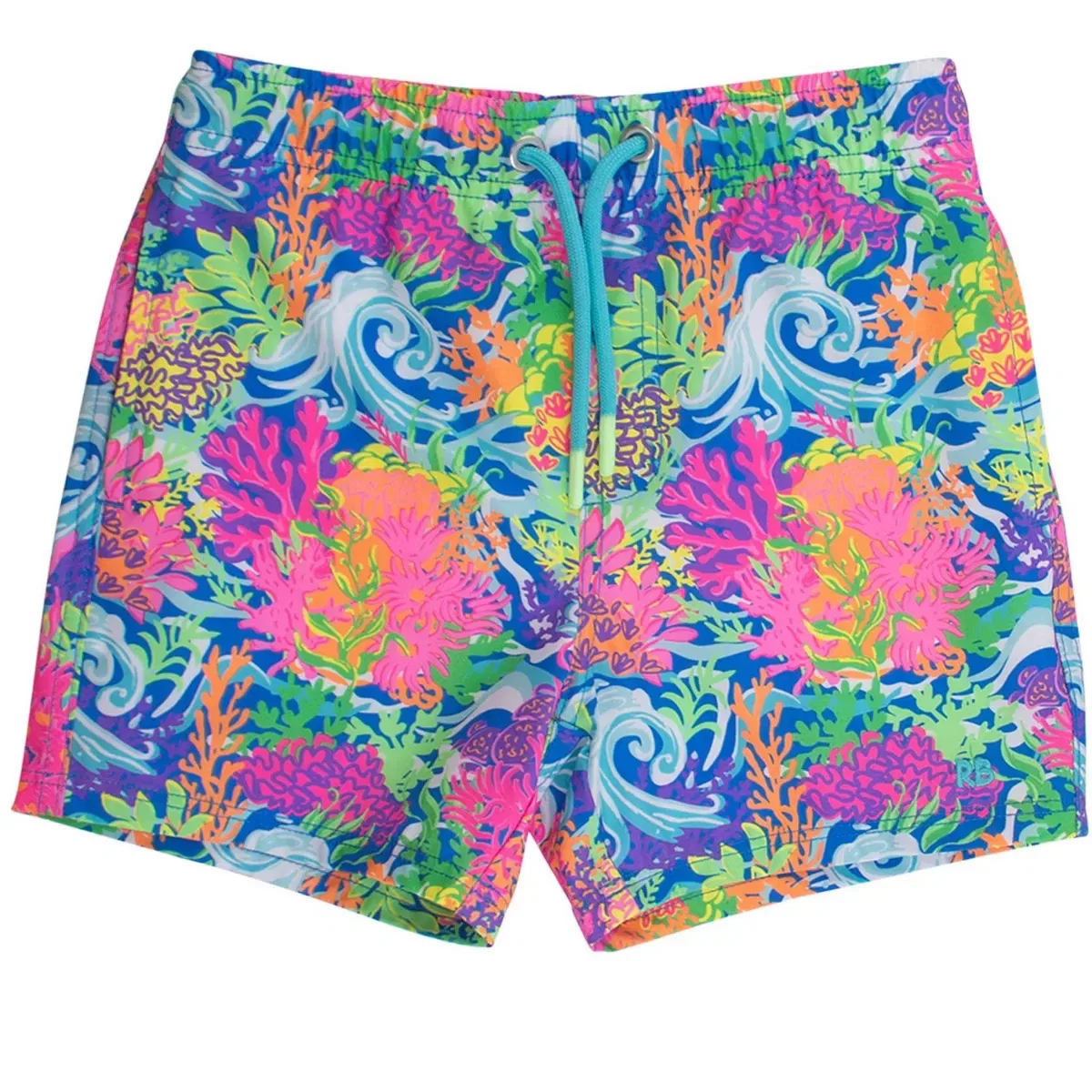Детские плавки с принтом Neon Fin Friends RuggedButts, Neon Ocean Coral