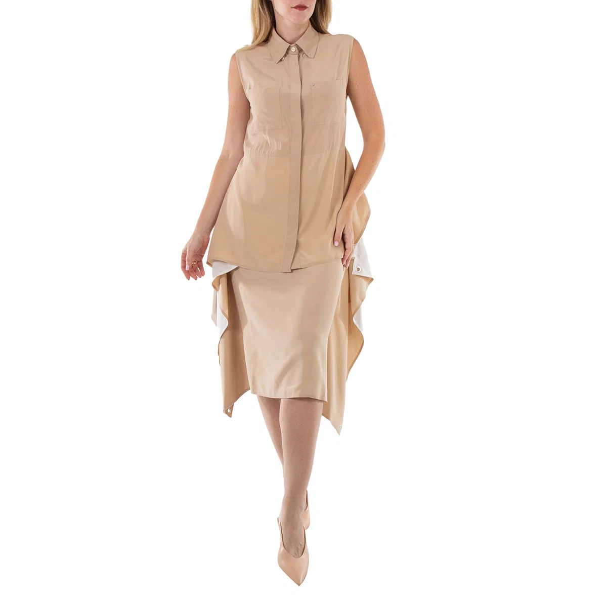 Юбка миди из шелка Thea Burberry, Soft Fawn — фото 4