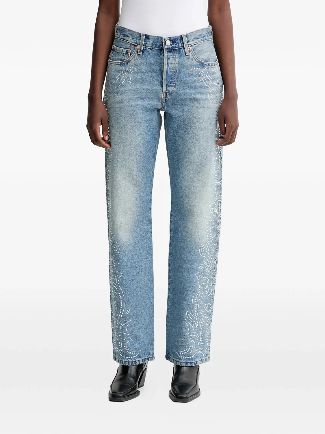 Джинсы 501 90-х с декором, синие Levi's, синий