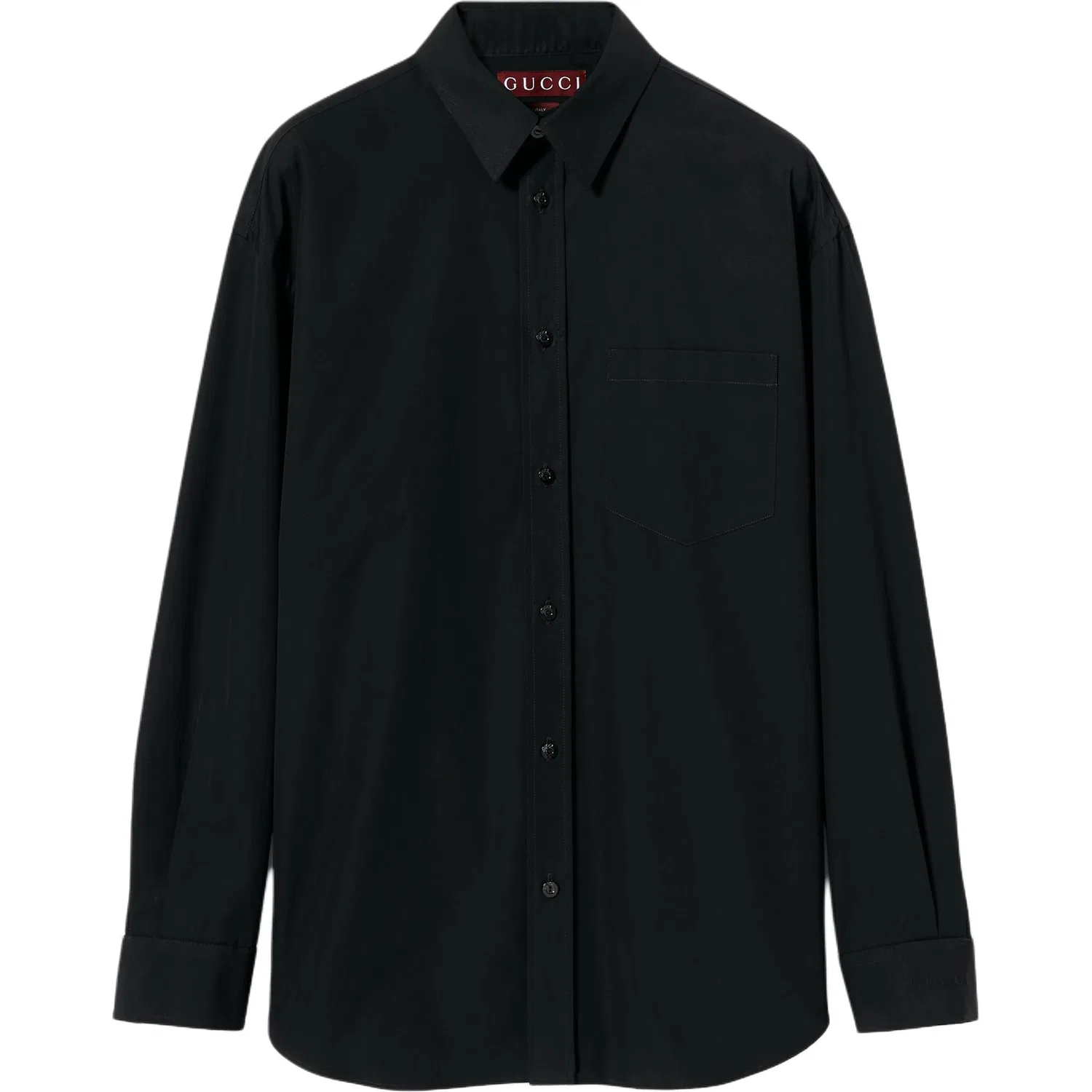 Мужская рубашка хлопковая Black Cotton Poplin Shirt With Logo GUCCI