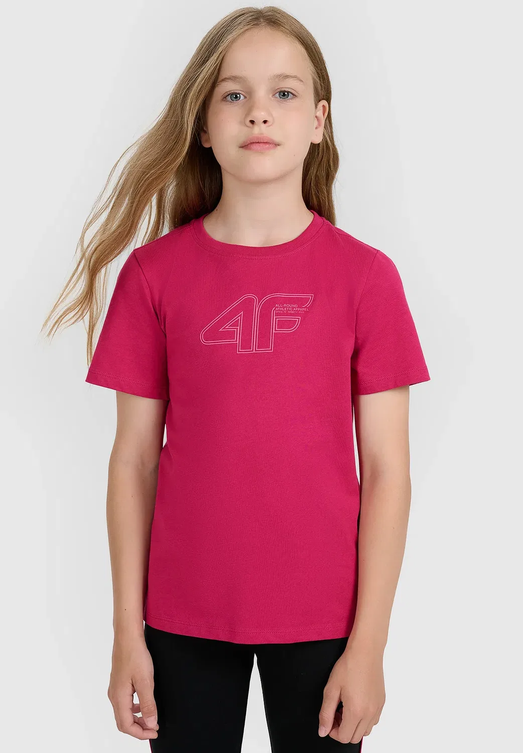 Футболка Regular z nadrukiem dziewczęcy - biały 122 (6-7 лат) - спортивная футболка 4F, Pink — фото 2