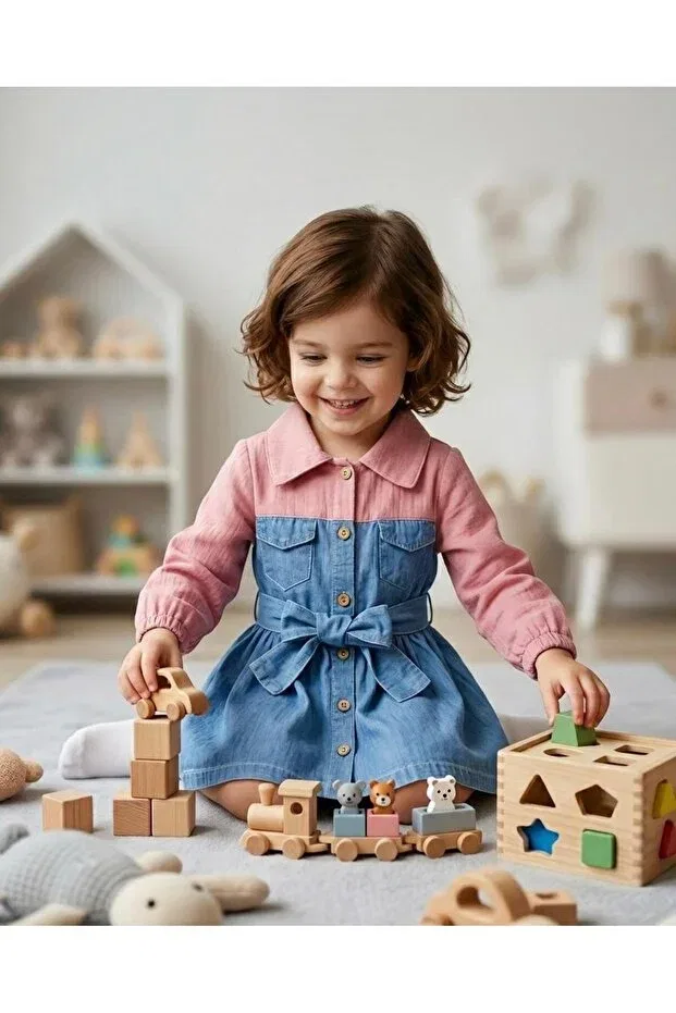 Детское платье для девочек хлопковое Basics Shop, Pink — фото 4