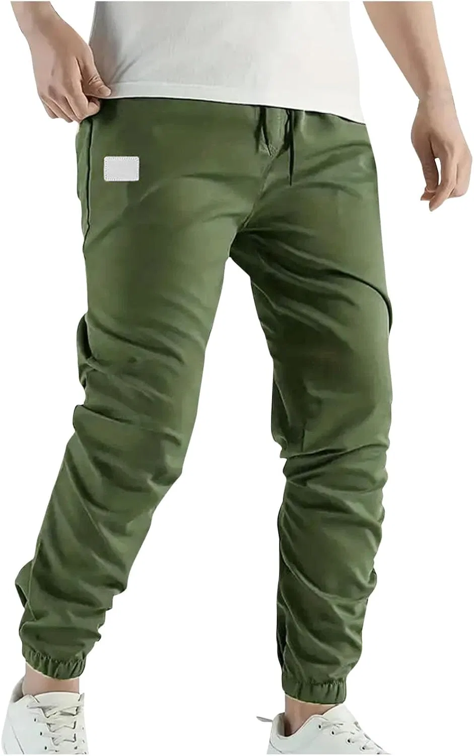 Мужские карго-брюки с эластичным поясом, Cargo Joggers Pants, армейский зелёный