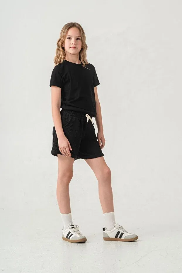 Детские шорты для девочек с широкой штаниной Mışıl Kids, Black — фото 4